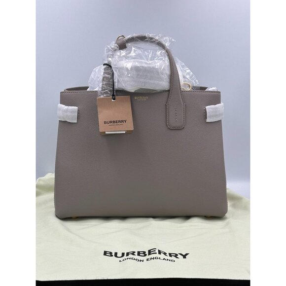 Burberry Medium Banner House Check Derby Leather Tote Shoulder Bag Taupe… - Picture 16 of 16